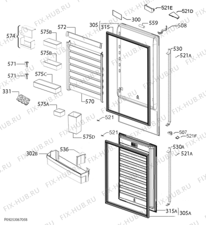 Взрыв-схема холодильника Husqvarna Electrolux QRT4640X - Схема узла Door 003